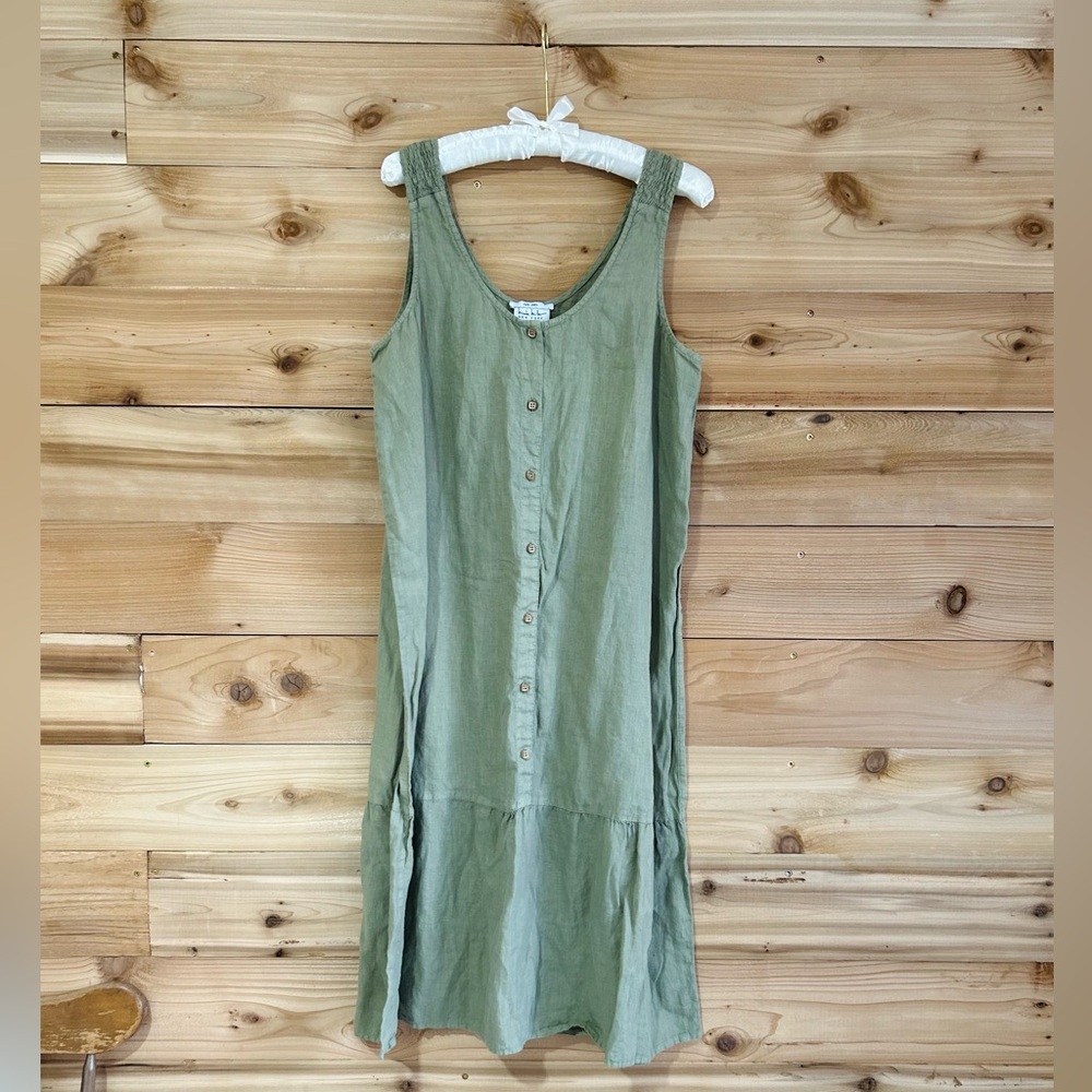 ❗️SOLD❗️100% Linen Sage Green Dress